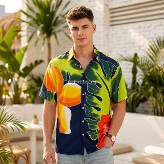 Hot Sale Men Shirt Rayon Hand Painted Made in Bali